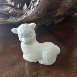 vintage Avon Little Lamb cologne or perfume bottle, made of white milk glass